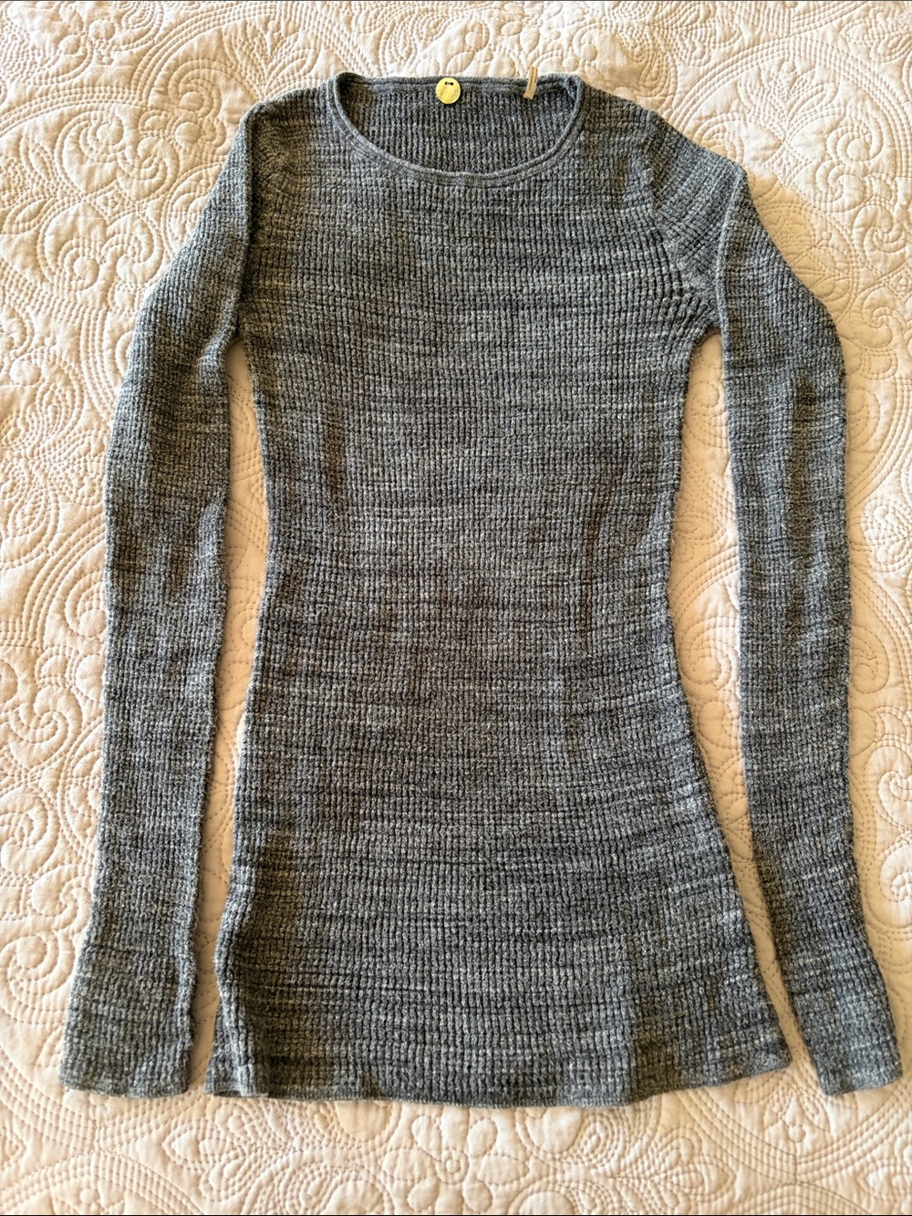 Margaret O'Leary Gray Ribbed Crewneck Sweater